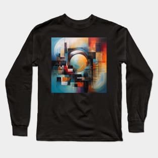 Minimalistic Geometric Patterns in an Abstract Oil Painting Long Sleeve T-Shirt